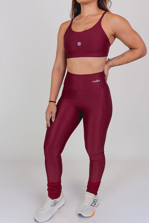 Calça Legging Laiz com Bolso Marsala Canelado - comprar online