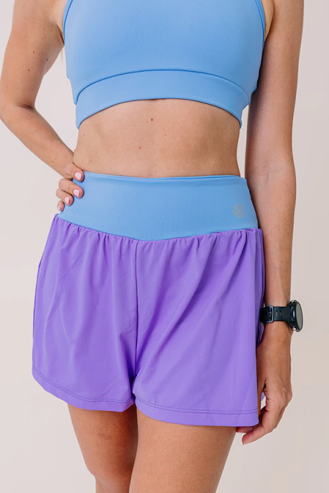 Short Duplo com Bolsos Letizia Azul Bebê e Lilás - comprar online