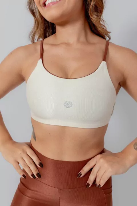 Top Jade Dupla Face Marrom e Off White e Canelado - comprar online