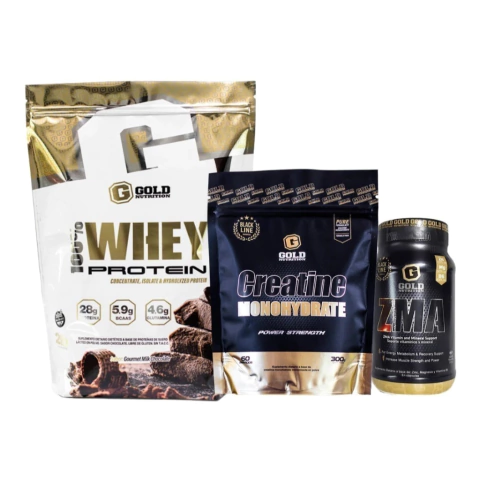 WHEY PROTEIN 2LBS + CREATIA + ZMA - COMBO GOLD NUTRITION - comprar online