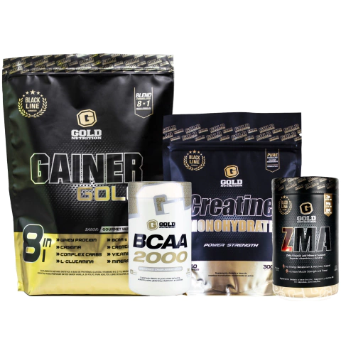 GAINER + BCAA + CREATINA + ZMA - COMBO GOLD NUTRITION