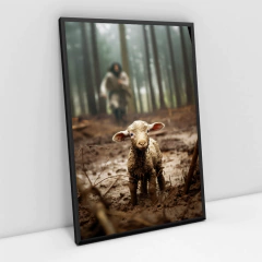 Quadro Decorativo Jesus e Ovelha - comprar online