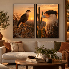 Kit 2 Quadros Decorativos Carcará e a Luz do Fim de Tarde