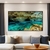 Quadro decorativo representando a Pratinha, uma caverna famosa na Chapada Diamantina, com águas cristalinas e rochas em tons de azul e dourado.