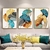 Trio de Quadros Folhas abstratas