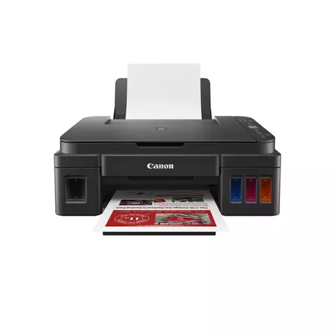 Impresora multifunción Canon G3110 en funcionamiento con hoja impresa.