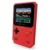 Consola de videojuego portátil Pixel Classic de color rojo con pantalla encendida mostrando un juego de 8 bits.