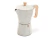 Cafetera moka de 6 tazas color vainilla Brinox Verona, con mango y perilla de diseño en acabado madera, ideal para cocina