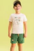 Conjunto Camiseta Meia Malha Bermuda Sarja empapelada