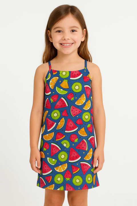 Vestido Curto Infantil com Estampa Frutas - Lazuli - comprar online