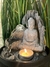 Fuente de Agua Buda Feng Shui con esfera de vidrio - 26 cm - Exclusiva con vela y luz led.