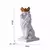 Escultura de um leão branco com uma coroa dourada, medindo 36 cm de altura, 19 cm de largura e 14 cm de profundidade, ideal para decoração.