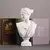 Estátua grega de Apolo e Artemis em destaque, com livros decorativos ao fundo.