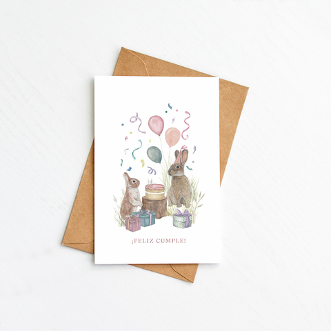 Tarjeta Cumple Conejitos