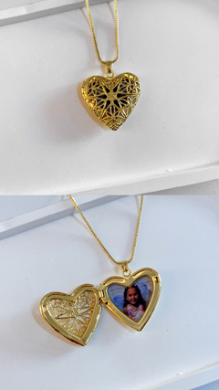Relicário Coração G, banhado a ouro - Mais Bonita Acessórios