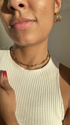 Choker Elos Carteir G, banhada ouro