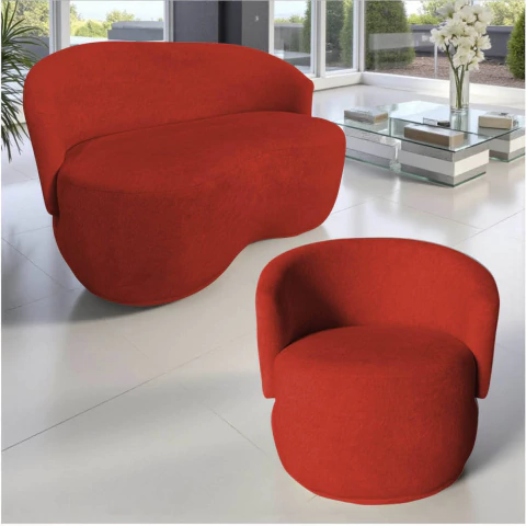 Kit Namoradeira + Poltrona Decorativa Beatriz Orgânica Couro - comprar online