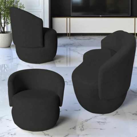 Kit Namoradeira + 2 Poltronas Decor Beatriz Orgânica Suede - comprar online