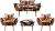 Imagem do Kit Namoradeira + 2 Poltronas + 1 Puff Opala Suede Estampado