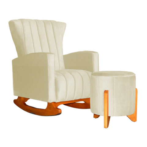 Poltrona Com Balanço E Puff Melinda Suede - comprar online