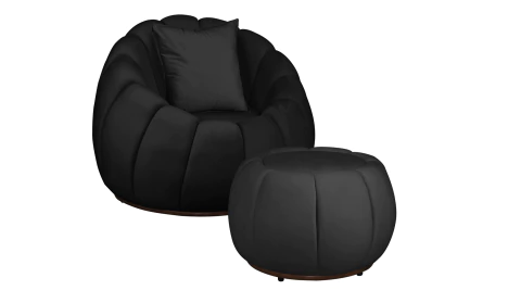 Kit Poltrona + Puff Concha + Almofada Veludo - comprar online