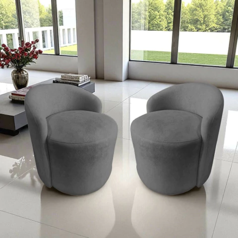 Kit 2 Poltronas Decorativa Yara Orgânica Suede - comprar online