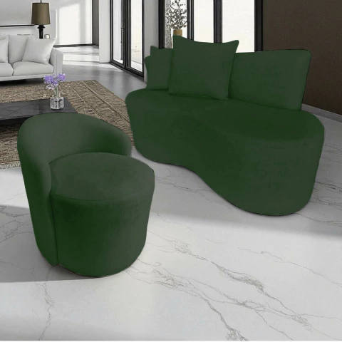 Kit Namoradeira + Poltrona Yara Orgânica Suede - comprar online