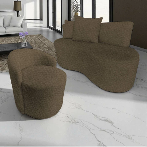 Kit Namoradeira + Poltrona Yara Orgânica Linho - comprar online