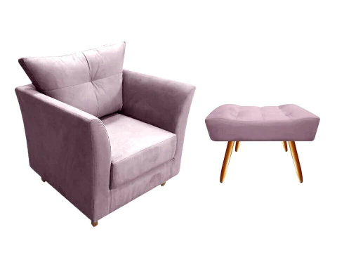 Kit Poltrona Isis + Puff Retangular Suede