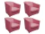 Kit 4 Poltronas Decorativa Biane Suede