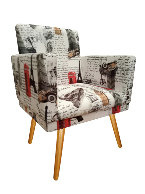 Poltrona Decorativa Nina Suede Paris Vermelho