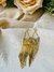 Brinco Franja Triangulo com Strass M Folheado a Ouro 18K