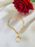 Pulseira Corrente com Coração Cravejada Folheado a Ouro 18K