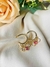 Argola com Cristal Rosa Folheado a Ouro 18K