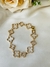 Pulseira Trevo Vazada Cravejado Folheada a Ouro 18K