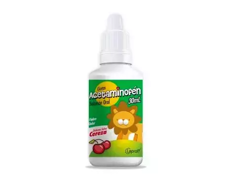 Acetaminofén gotas 100 mg/ml (30 ml) del Laboratorio Laproff, analgésico y antipirético genérico de venta libre indicado para dolor y fiebre.