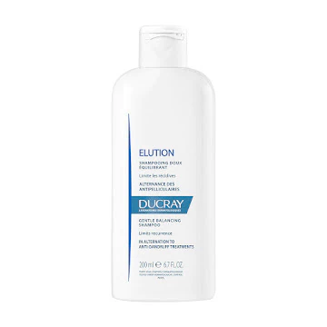 Ducray Elution Men Shampoo 200 ml, shampoo dermoprotector anticaspa, con piroctona olamina, glicerina y zinc, formulado para cuero cabelludo sensible o debilitado.