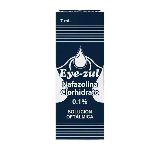 Frasco de Eye Zul solución oftálmica 0.1 % (7 ml) con nafazolina clorhidrato para aliviar enrojecimiento e irritación ocular; medicamento de Procaps, registro INVIMA 2020M‑0015991‑R1.