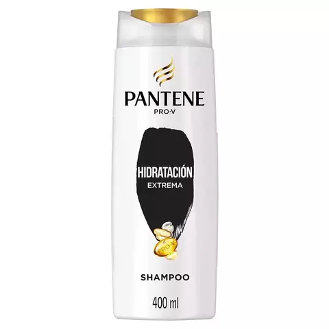 Frasco de shampoo Pantene Pro‑V Hidrocauterización 400 ml, con fórmula Pro-Vitaminas y tecnología hidro‑cauterizante; repara profundamente el cabello dañado, hidrata, reduce frizz y evita el quiebre