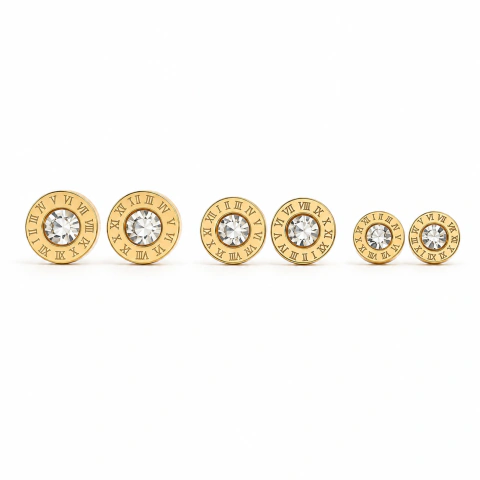 Trio de Brincos Ponto de luz Dourado À Prova D`Água