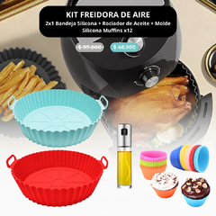 Kit Freidora de Aire: 2x1 Bandeja Silicona + Rociador de Aceite + Molde Silicona Muffins x12 - comprar online