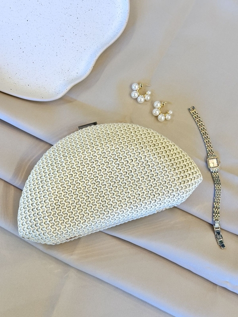 CLUTCH PALHA MEIA LUA OFF WHITE
