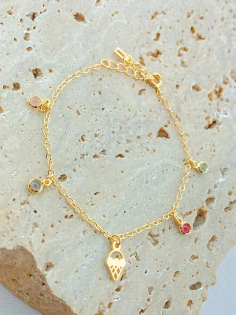 PULSEIRA INFANTIL COLORS +PINGENTE SORVETE FOLHADO A OURO