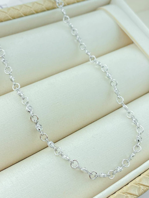 COLAR PONTOS DE LUZ INTERCALADOS RODIO BRANCO