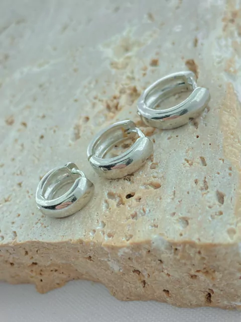 TRIO DE ARGOLAS GROSSAS RODIO BRANCO