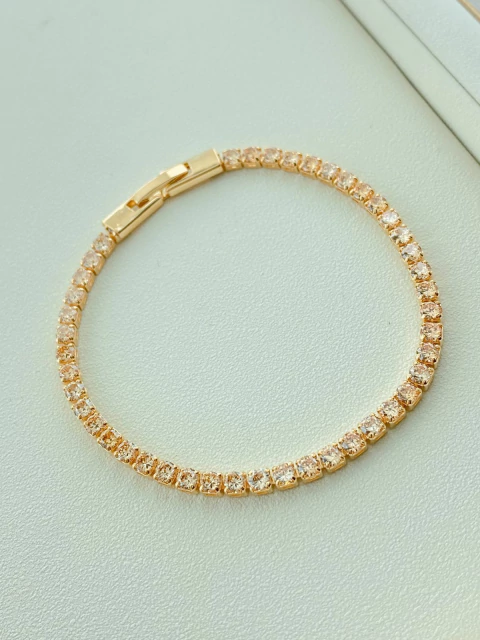 PULSEIRA RIVIERA FECHO DE JOIA FOLHADA A OURO