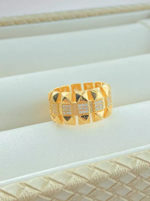 ANEL FACETADO FOLHEADO A OURO