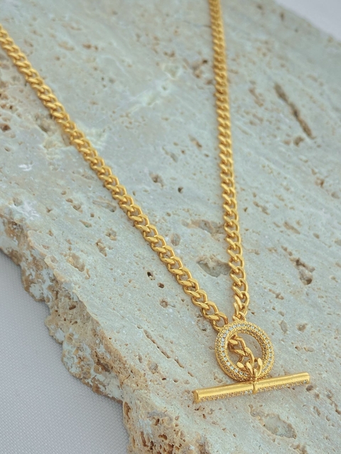 CHOKER MALHA COM FECHO FOLHEADO A OURO
