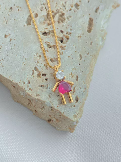 COLAR FILHA MENINA COM PONTO DE LUZ CRISTAL E CORAÇÃO ROSA