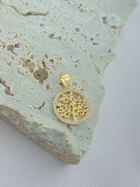 PINGENTE ÁRVORE DA VIDA CRAVEJADO FOLHEADO A OURO